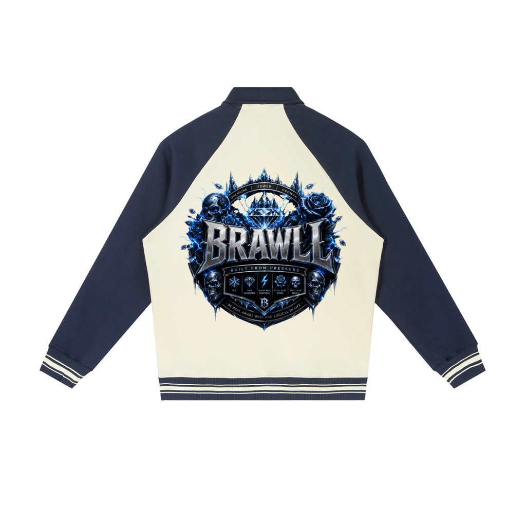 Contrast Raglan Sleeve Baseball Jacket