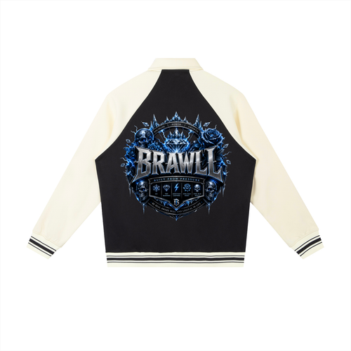 Contrast Raglan Sleeve Baseball Jacket