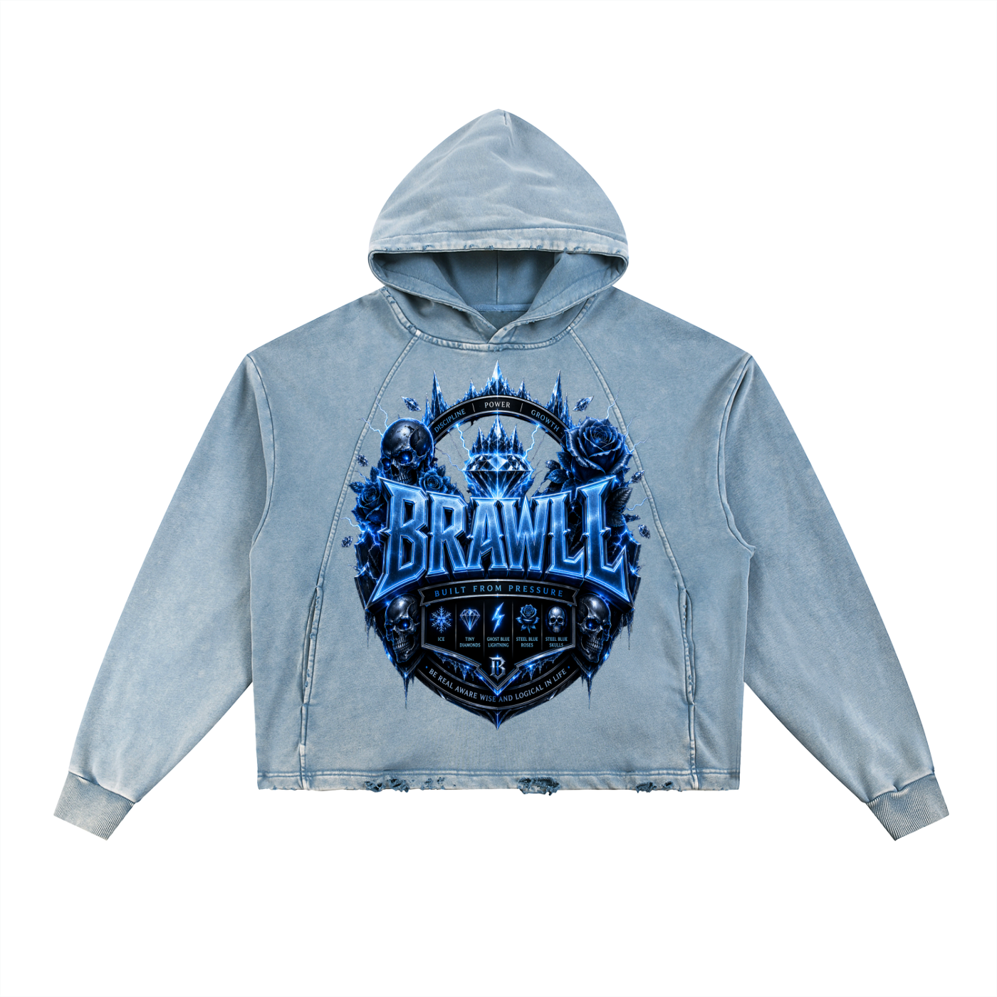 Vintage Washed Frayed-Hem Hoodie