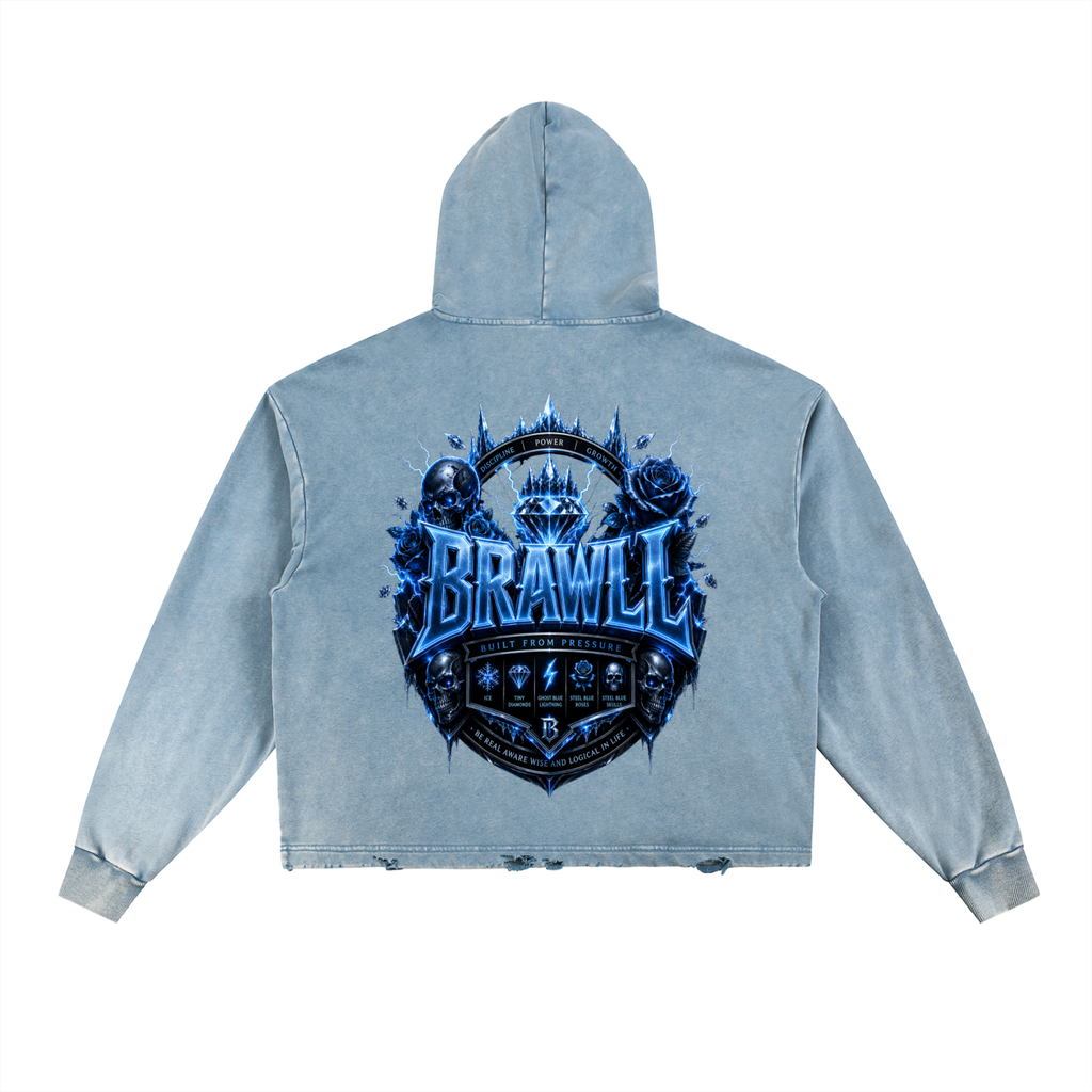 Vintage Washed Frayed-Hem Hoodie