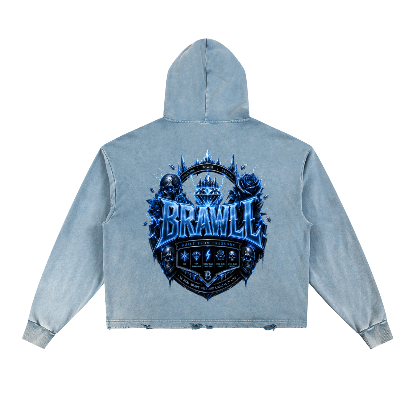 Vintage Washed Frayed-Hem Hoodie