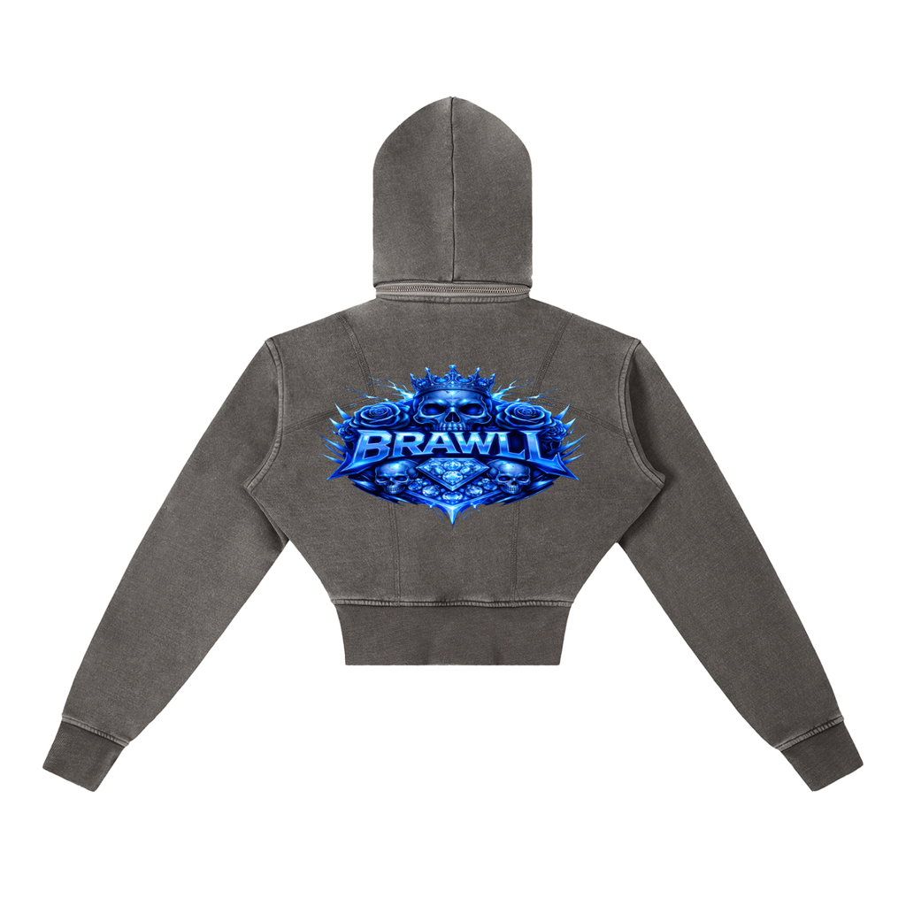 Vintage Washed Cropped Fleece Hoodie