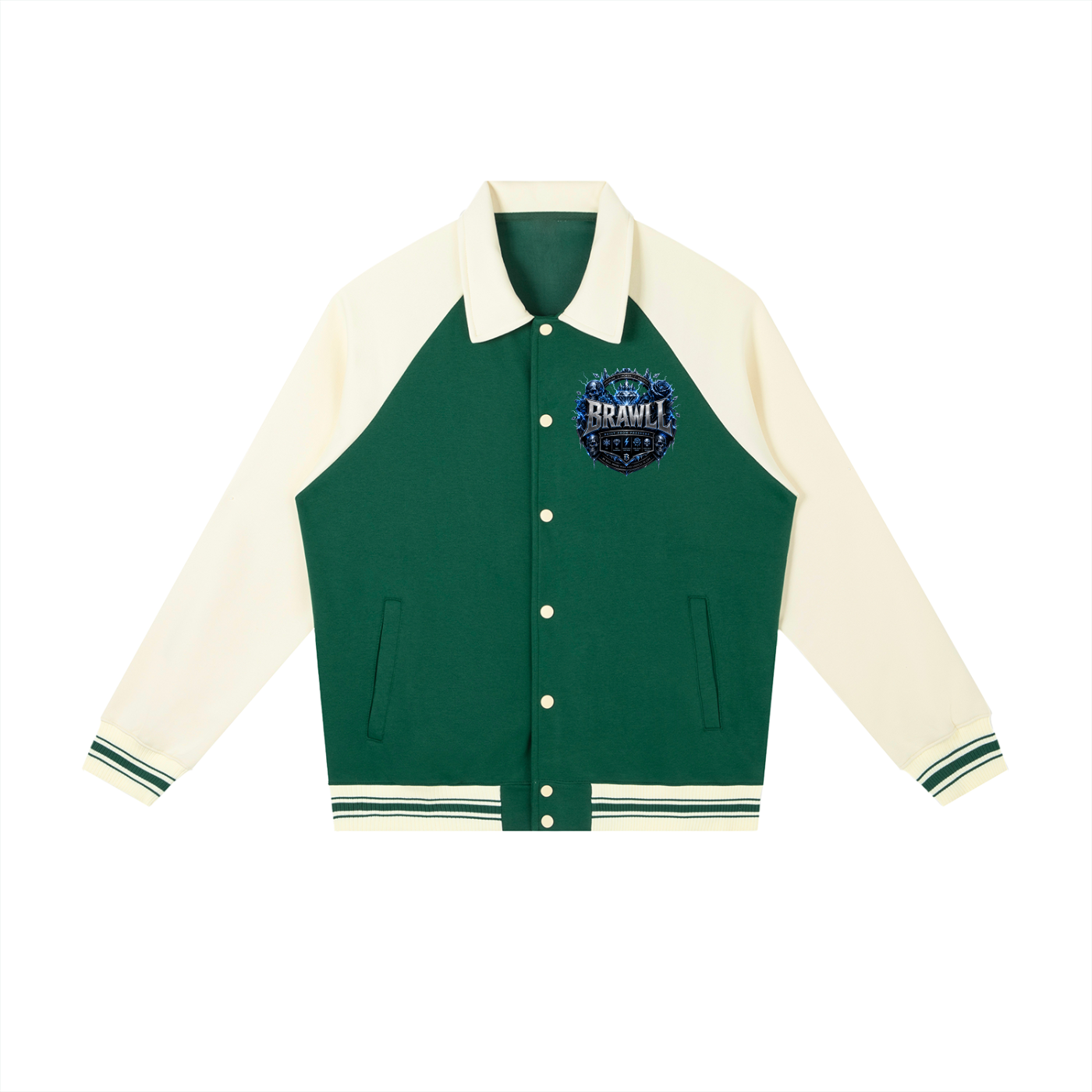 Contrast Raglan Sleeve Baseball Jacket