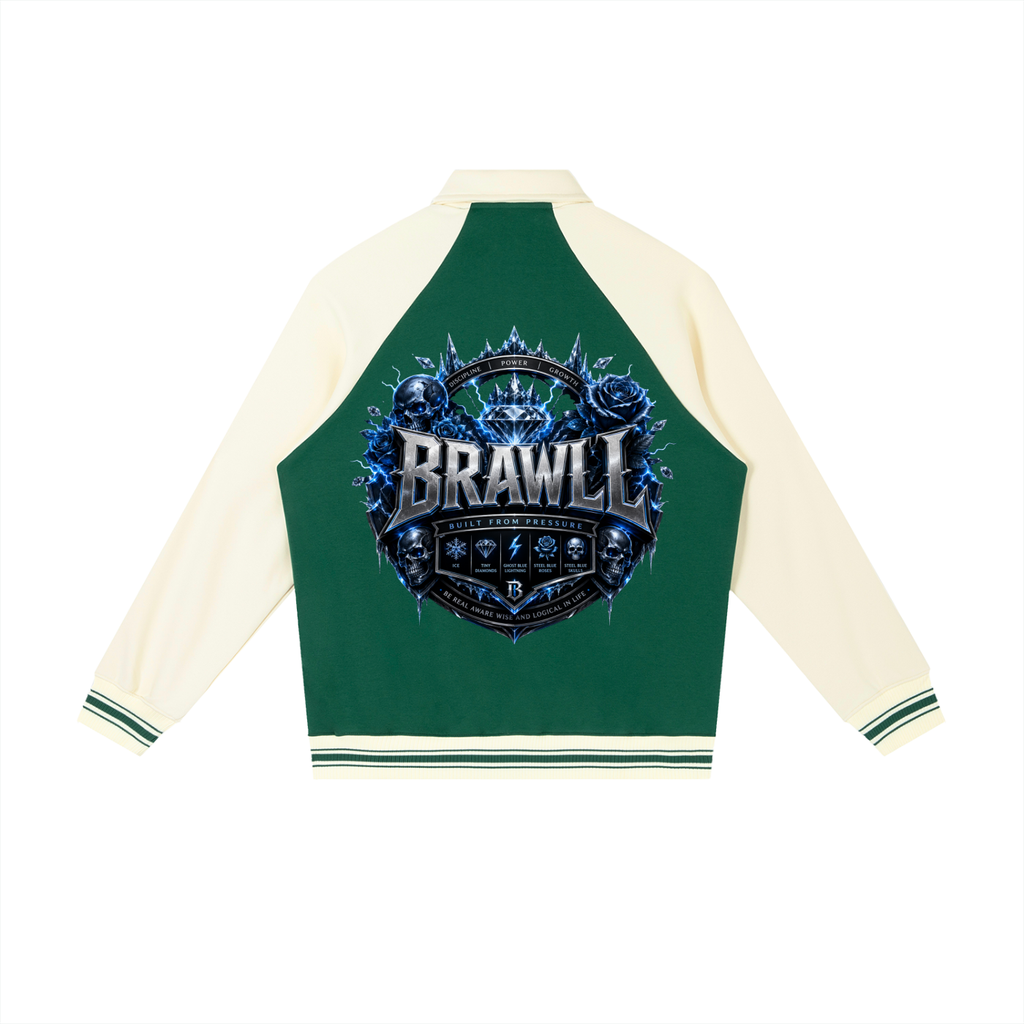 Contrast Raglan Sleeve Baseball Jacket