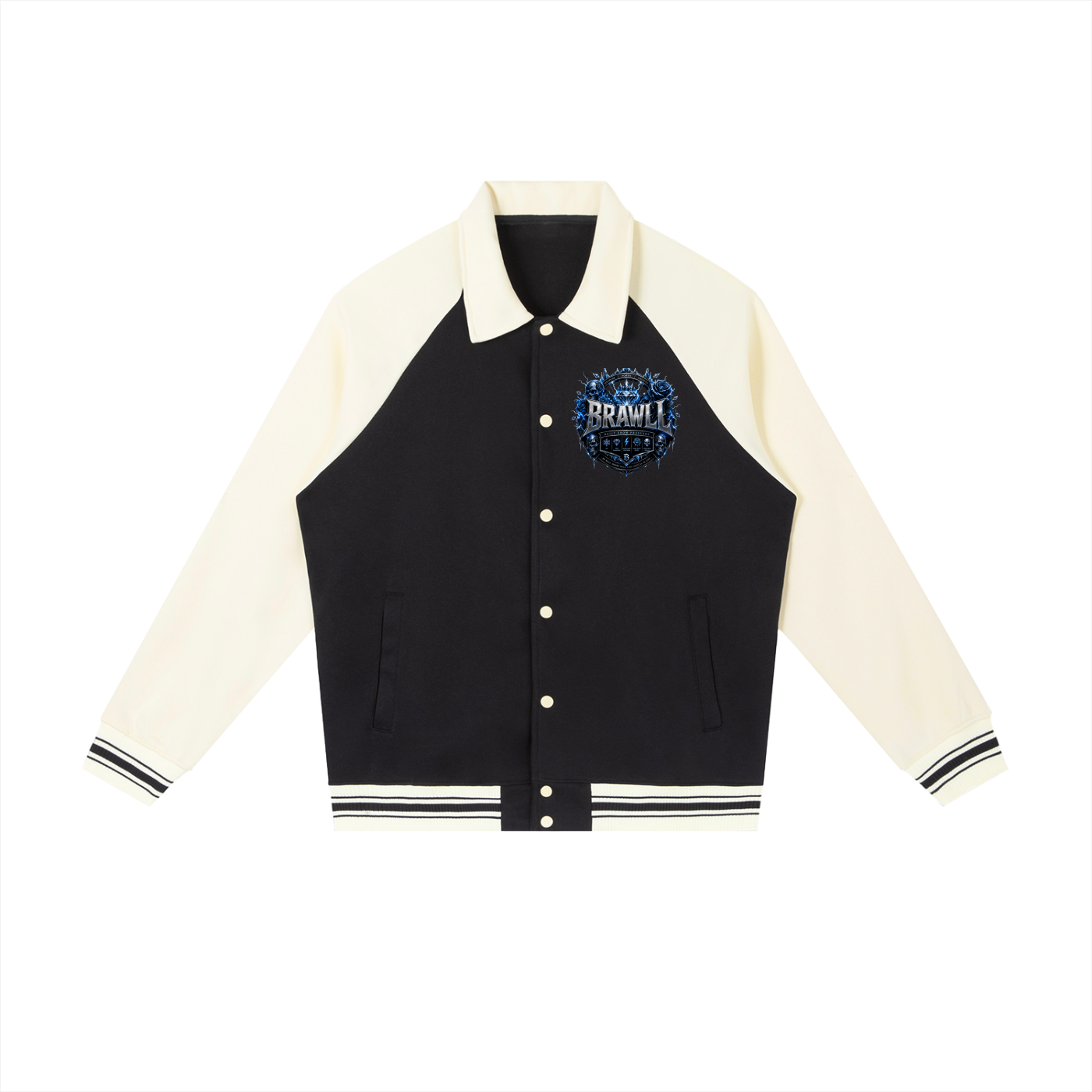 Contrast Raglan Sleeve Baseball Jacket