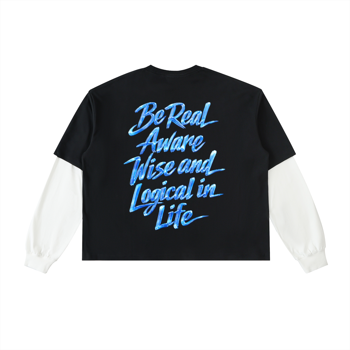 Layered Contrast Sleeve Cotton T-Shirt
