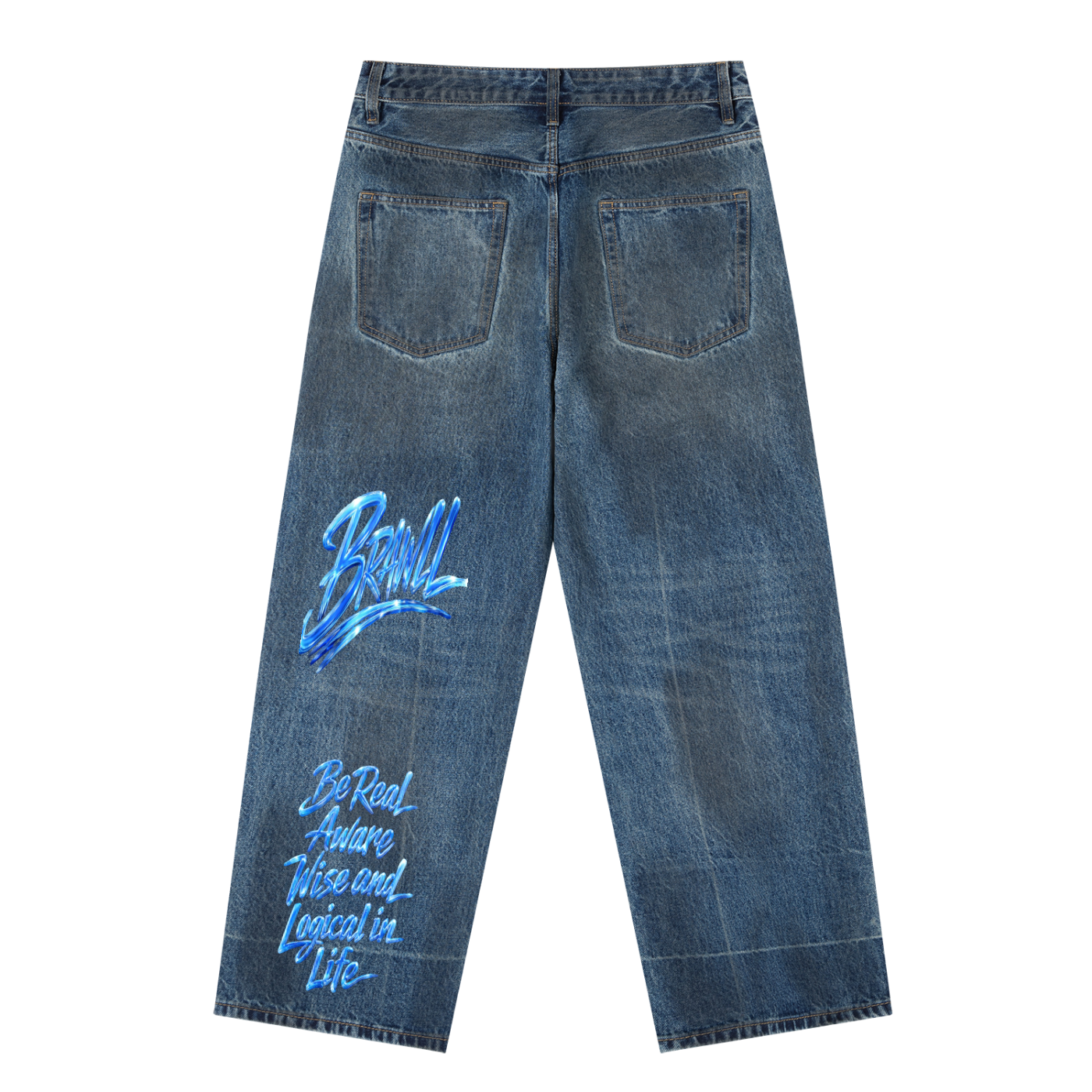 Vintage Wash Baggy Denim Jeans
