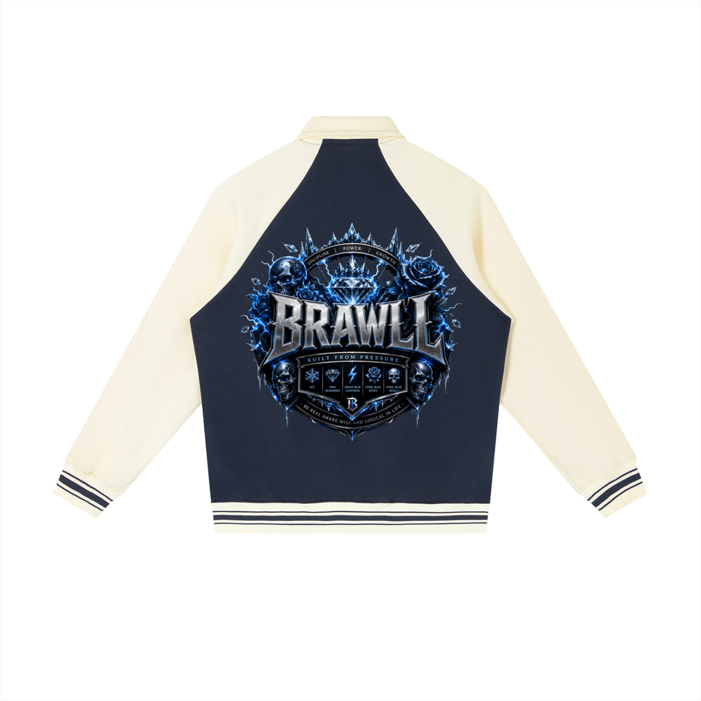 Contrast Raglan Sleeve Baseball Jacket