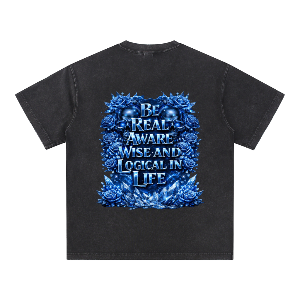 Snow Washed V-Neck Cotton T-Shirt
