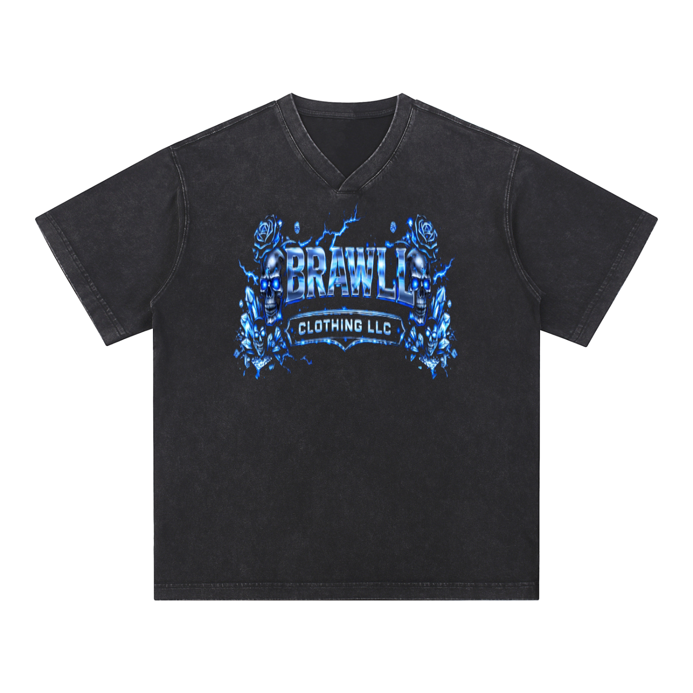Snow Washed V-Neck Cotton T-Shirt
