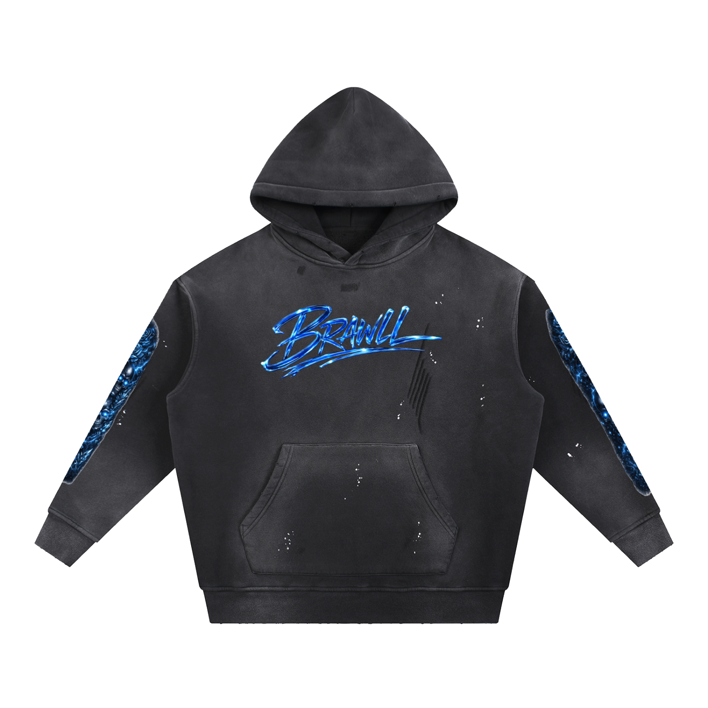 Vintage Washed Frayed Fleece Hoodie