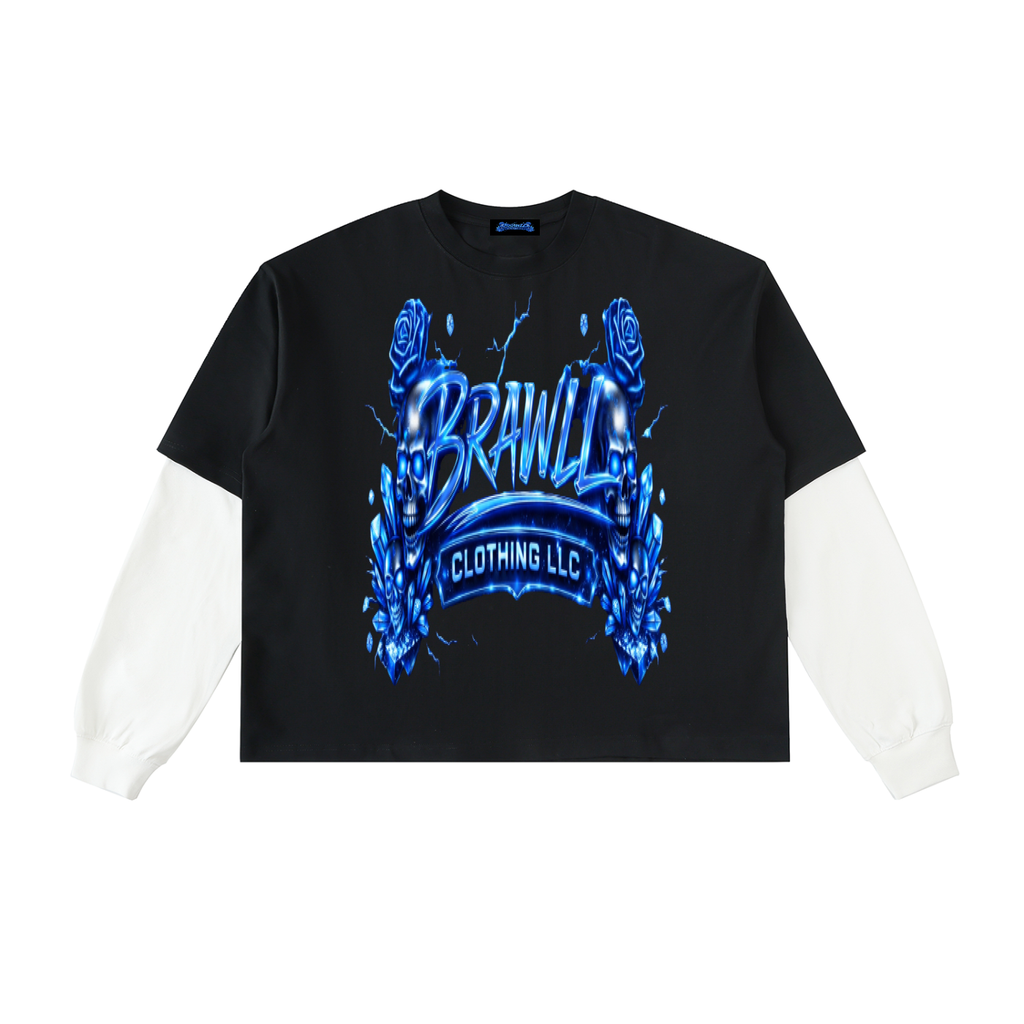 Layered Contrast Sleeve Cotton T-Shirt