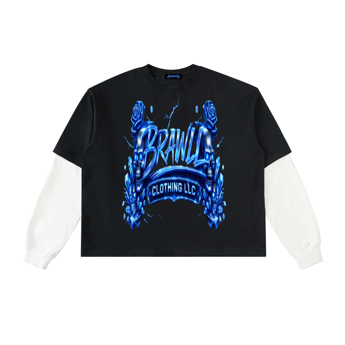 Layered Contrast Sleeve Cotton T-Shirt