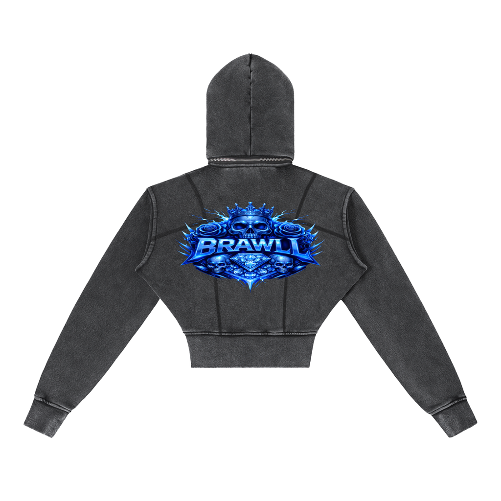 Vintage Washed Cropped Fleece Hoodie