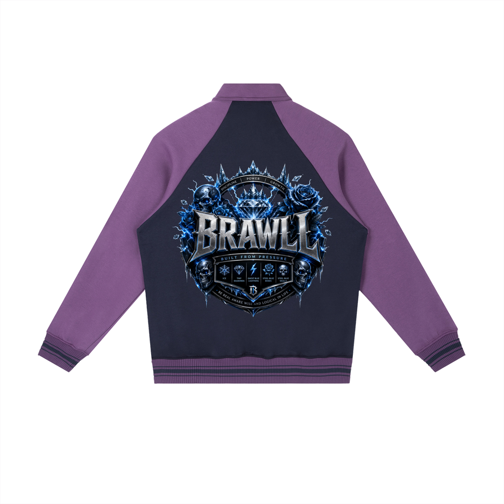 Contrast Raglan Sleeve Baseball Jacket
