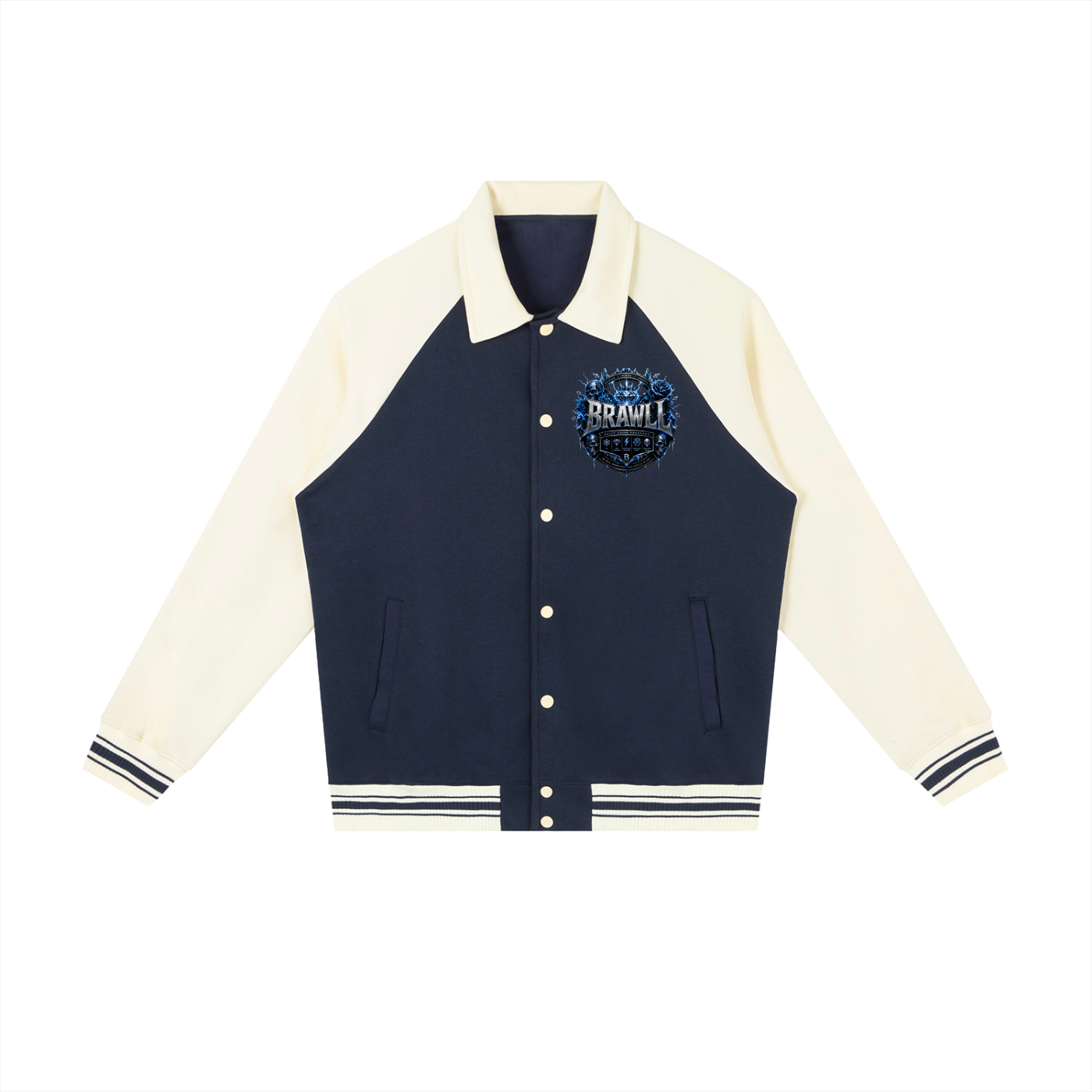 Contrast Raglan Sleeve Baseball Jacket