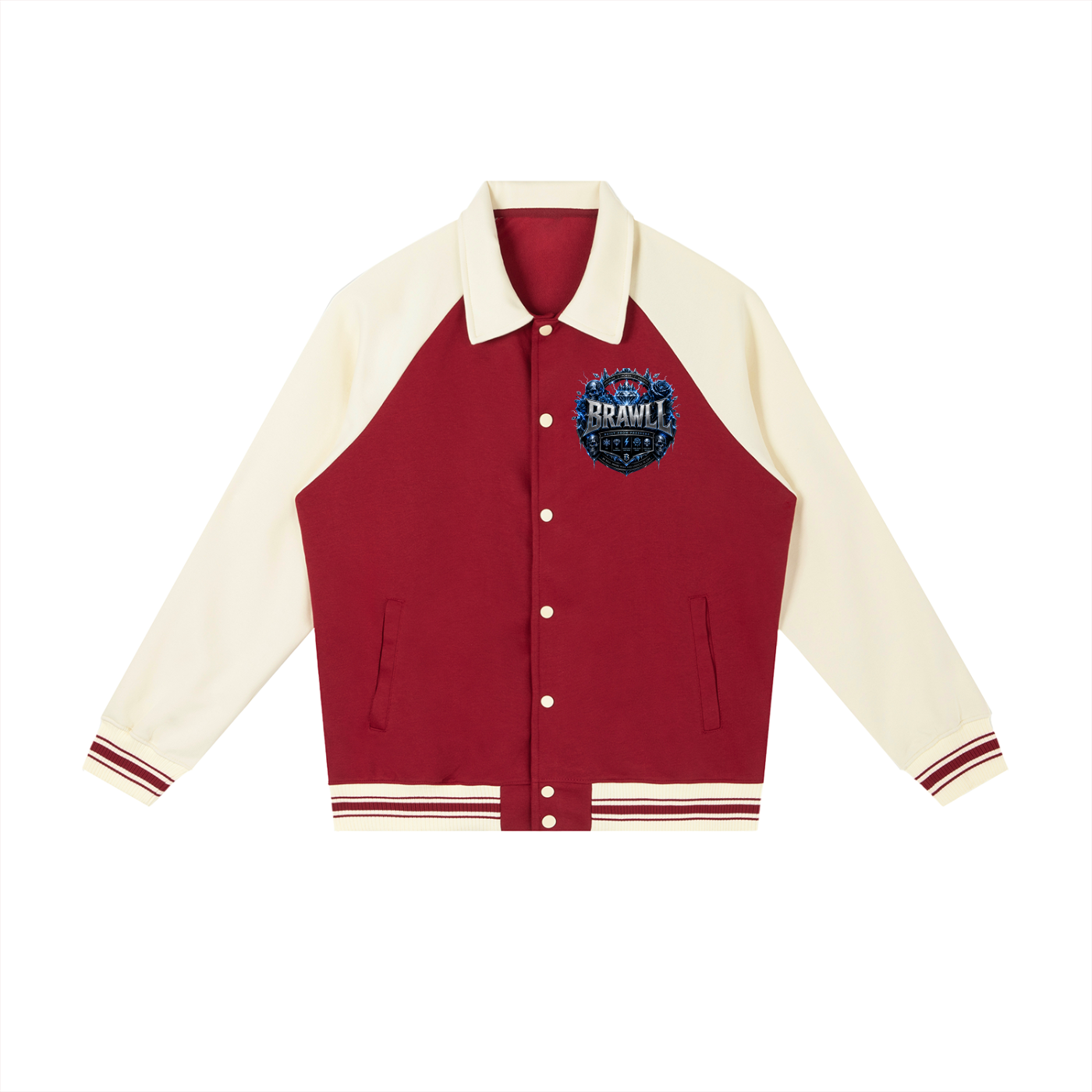 Contrast Raglan Sleeve Baseball Jacket