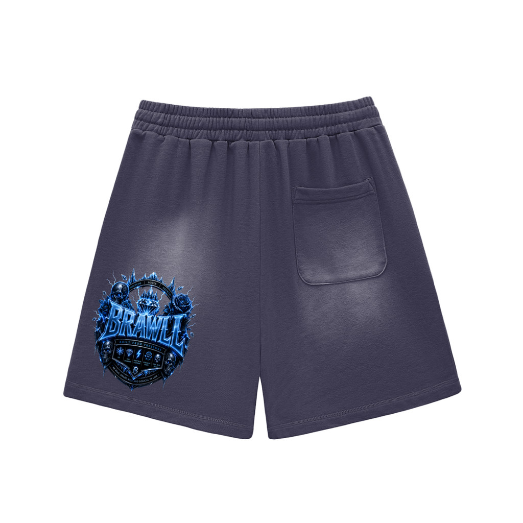 Sun Fade Raw Edge Cotton Shorts