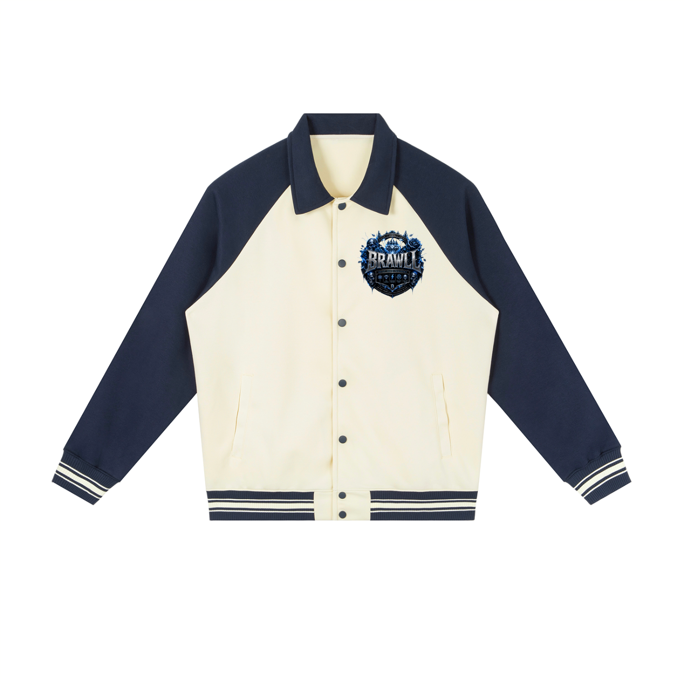 Contrast Raglan Sleeve Baseball Jacket